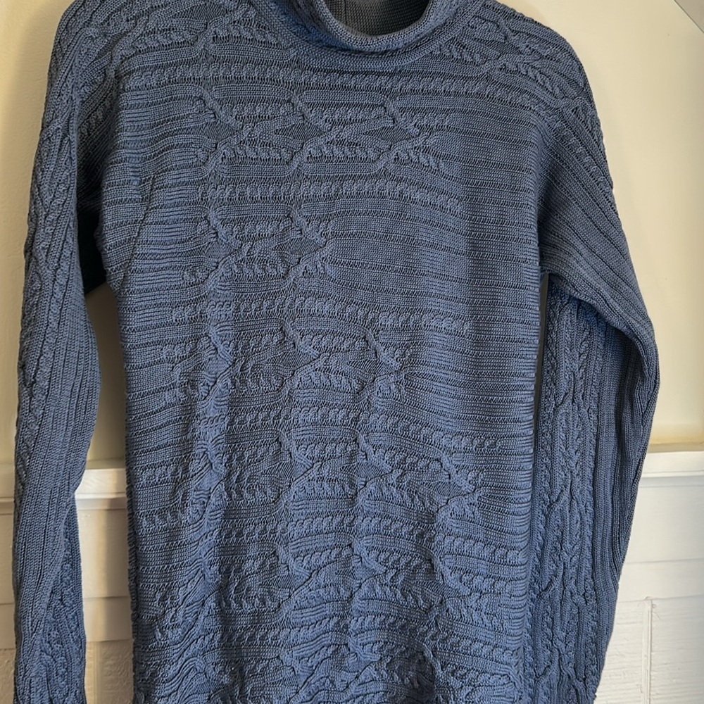 Peruvian Connection Blue Knit Pima Cotton Sweater size Small, like new - Picture 2 of 8